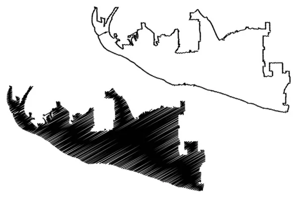Vancouver (Villes des États-Unis d'Amérique, États-Unis d'Amérique, ville des États-Unis d'Amérique) illustration vectorielle de la carte, croquis en croquis Ville de Vancouver carte — Image vectorielle