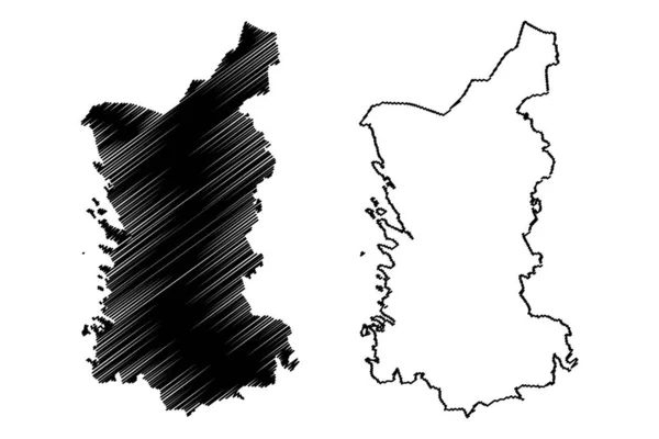 Regione di Satakunta (Repubblica di Finlandia) mappa vettoriale illustrazione, abbozzo scarabocchio Satakunta mappa — Vettoriale Stock