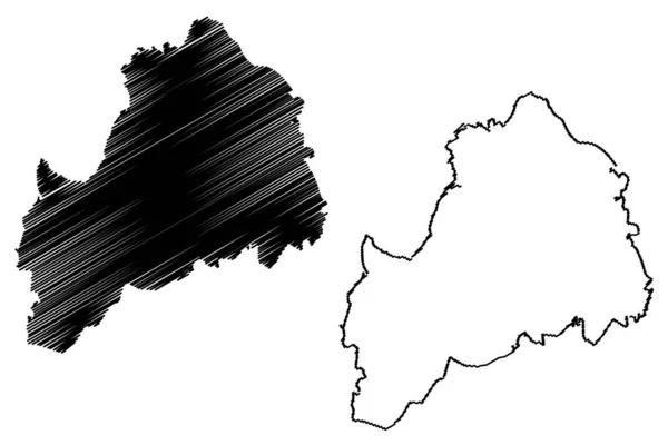Região de Ostrobótnia do Sul (República da Finlândia) mapa ilustração vetorial, esboço de rabiscos mapa de Ostrobótnia do Sul — Vetor de Stock