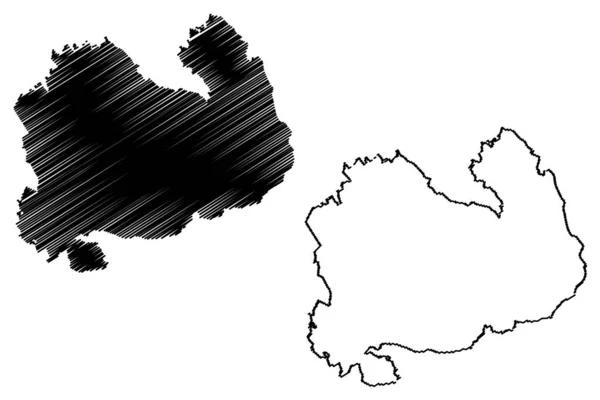 南萨沃尼亚地区（芬兰共和国）地图矢量图解，潦草的南萨沃州地图 — 图库矢量图片