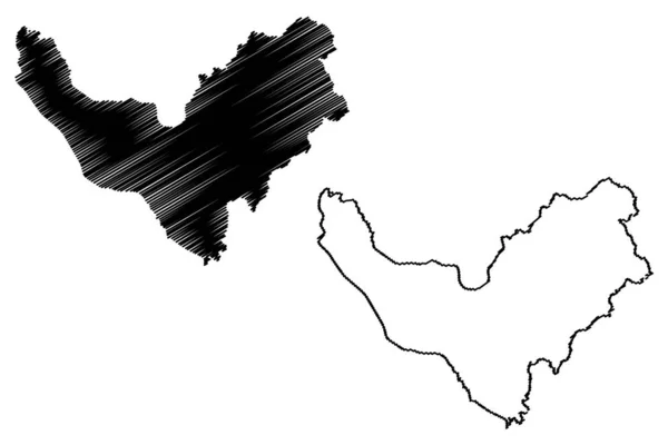 ブエンツァ県(コンゴ共和国・コンゴ・ブラザヴィル県,コンゴ共和国・ロトック県)地図ベクトル図,スケッチブエンツァ県地図 — ストックベクタ