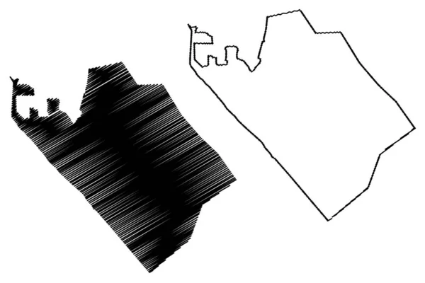 Departament Pointe-Noire (departamenty Republiki Konga, Kongo-Brazzaville, Republika Konga, Rotc) mapa wektor ilustracja, skecz bazgroły Pointe Noire mapa — Wektor stockowy