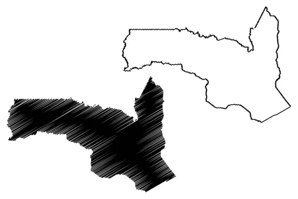 Dipartimento di Sangha (Dipartimenti della Repubblica del Congo, Congo-Brazzaville, Repubblica del Congo, RotC) mappa vettoriale illustrazione, scarabocchio mappa Sangha — Vettoriale Stock