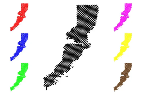 Lake and Peninsula Borough, Alaska (Boroughs e áreas censitárias no Alasca, Estados Unidos da América, EUA, EUA) mapa ilustração vetorial, esboço de rabiscos Lake and Peninsula map — Vetor de Stock