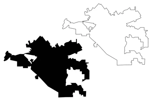 Corona City (cidades dos Estados Unidos, Estados Unidos da América, EUA cidade) mapa vetorial ilustração, rabiscar esboço Cidade de Corona mapa — Vetor de Stock