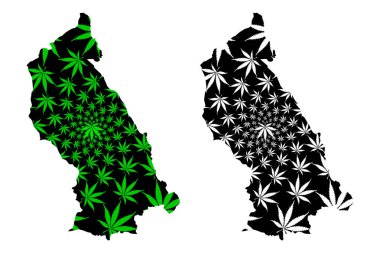 Rhondda Cynon Taf (Birleşik Krallık, Cymru, Galler 'in temel bölgeleri) haritası kenevir yaprağı yeşil ve siyah, Rhondda Cynon Taf İlçesi Borough haritası marihuanadan (marihuana, Thc) yapılmıştır.