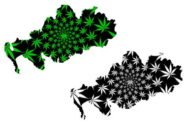 Dumfries ve Galloway (Birleşik Krallık, İskoçya, İskoçya) haritası kenevir yaprağı yeşil ve siyah, Dumfries ve Galloway haritası marihuana (marihuana, Thc) yaprağından yapılmıştır.