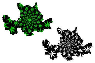 Doğu Dunbartonshire (Birleşik Krallık, İskoçya, İskoçya) haritası kenevir yaprağı yeşil ve siyah, Doğu Dunbartonshire haritası marihuana (marihuana, Thc) yaprağından yapılmıştır.