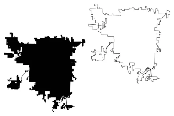 Springfield City (città degli Stati Uniti d'America, città degli Stati Uniti d'America) mappa vettoriale illustrazione, abbozzo scarabocchio Città di Springfield mappa — Vettoriale Stock