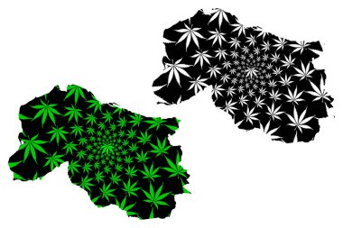 Inverclyde (Birleşik Krallık, İskoçya, İskoçya) haritası kenevir yaprağı yeşil ve siyah, Inverclyde haritası marihuana (marihuana, Thc) yaprağından yapılmıştır.