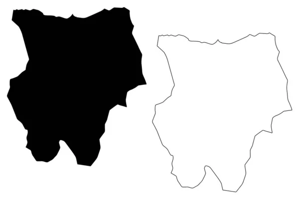 Province de Khentii (aimags, Provinces de Mongolie) illustration vectorielle de carte, croquis de gribouillis Khentii Aimag ma — Image vectorielle