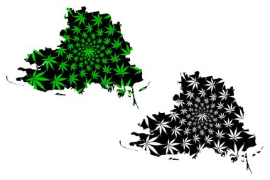 Kherson Oblastı (Ukrayna 'nın idari bölümleri, Ukrayna' nın Oblastları) haritası kenevir yaprağı yeşil ve siyah, marihuana (marihuana, Thc) yaprağından yapılmış Khersonshyna haritası tasarlanmıştır.