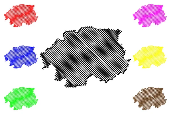 Banska Bystrica Region (Regions of Slovakia, Slovak Republic) χάρτης διανυσματική απεικόνιση, scribble sketch Banska Bystrica χάρτης — Διανυσματικό Αρχείο