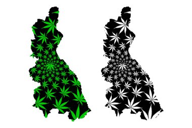 Cajamarca Bölgesi (Peru Cumhuriyeti, Peru Bölgeleri) haritası kenevir yaprağı yeşil ve siyah, Cajamarca haritası marihuana (marihuana, Thc) yaprağından yapılmıştır.