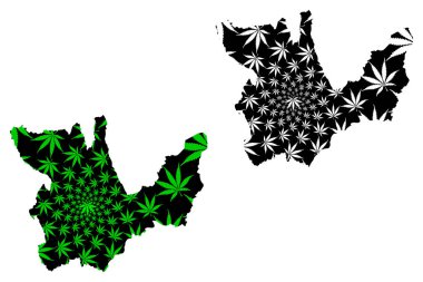 Huanuco Bölgesi (Peru Cumhuriyeti, Peru Bölgeleri) haritası esrar yaprağı yeşil ve siyah, Huanuco haritası marihuana (marihuana, Thc) yaprağından yapılmıştır.