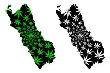 Lima Bölgesi (Peru Cumhuriyeti, Peru Bölgeleri) haritası kenevir yaprağı yeşil ve siyah, marihuana (marihuana, Thc) yapraklarından Lima haritası tasarlanmıştır.