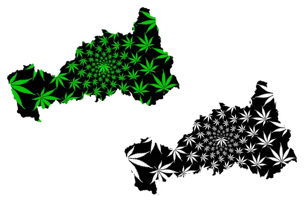 Departamento de Pasco (República do Peru, Regiões do Peru) mapa é projetado folha de cannabis verde e preto, Pasco mapa feito de maconha (maconha, THC) foliag — Vetor de Stock