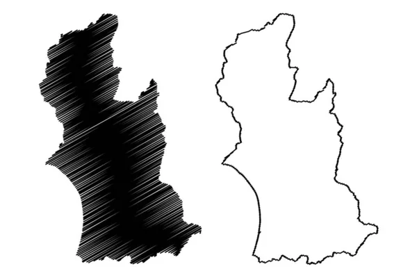 Région de Manawatu-Wanganui (Régions de Nouvelle-Zélande, Île du Nord) illustration vectorielle de carte, croquis de gribouillis Manawatu Wanganui ma — Image vectorielle