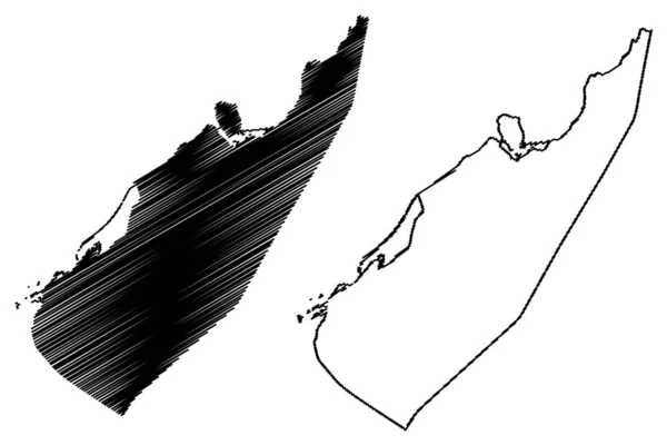 Nelson Region (Regio 's van Nieuw-Zeeland, South Island) kaart vector illustratie, krabbel schets Nelson ma — Stockvector