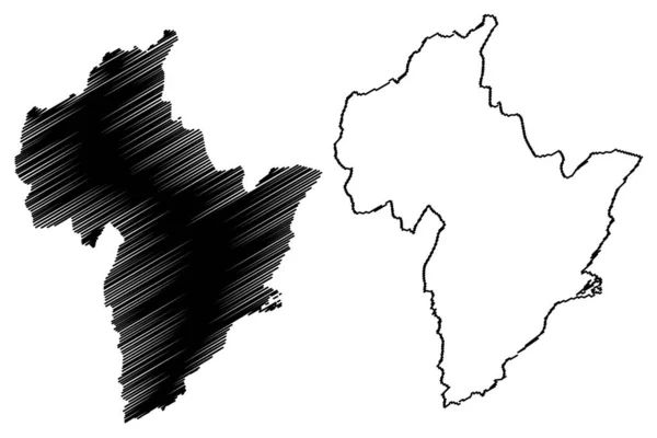 Регион Отаго (регионы Новой Зеландии, Южный остров) векторная иллюстрация карты, начертательный эскиз Отаго ма — стоковый вектор
