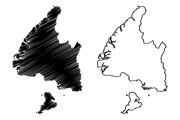 Southland region (regionen neuseeland, südinsel) karte vektorillustration, kritzelskizze stewart island (rakiura) ma — Stockvektor