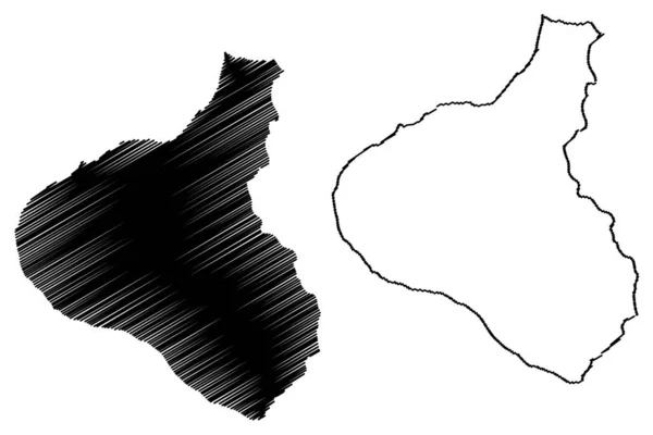 Region Taranaki (Regiony Nowej Zelandii, Wyspa Północna) mapa wektor ilustracja, skecz bazgroły Taranaki ma — Wektor stockowy