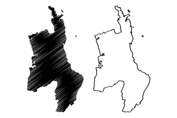 Векторная иллюстрация карты региона Уэйато (регионы Новой Зеландии, Северный остров), нарисованный эскиз Уэйато ма — стоковый вектор
