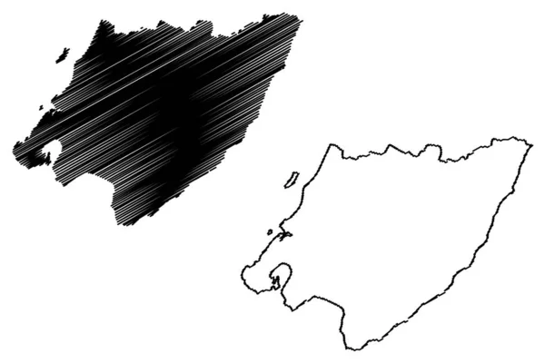 Région de Wellington (Régions de Nouvelle-Zélande, Île du Nord) illustration vectorielle de carte, croquis en croquis Grand Wellington ma — Image vectorielle