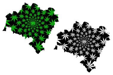 Aşağı Silezya Voyvoda (Polonya Voyvoda 'sı) haritası esrar yaprağı yeşil ve siyah, Aşağı Silezya eyalet haritası marihuanadan (marihuana, Thc) yapılmıştır.