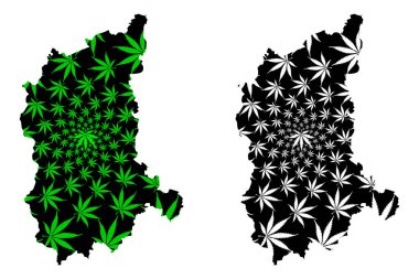 Lubusz Voyvodeship (Polonya 'nın idari bölümleri, Voyvoda' lar) haritası kenevir yaprağı yeşil ve siyah, Lubusz Eyaleti haritası marihuana (marihuana, Thc) yapraklarından yapılmıştır.