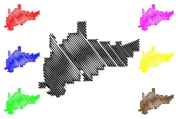 Xoo City (Villes des États-Unis d'Amérique, États-Unis d'Amérique, ville des États-Unis) illustration vectorielle de la carte, croquis de gribouillis Xoo carte — Image vectorielle