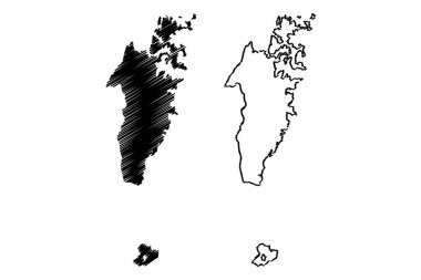 Musandam Valiliği (Umman Sultanlığı, Umman Valiliği) harita vektör illüstrasyonu, çizim Musandam haritası