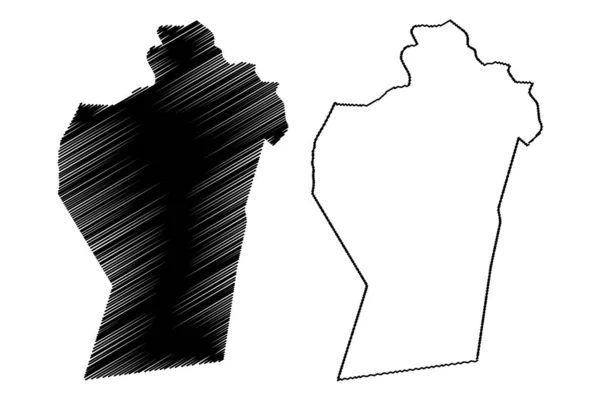 Ad Dhahirah Governorate (Sultanato de Omán, Gobernaciones de Omán) mapa vector ilustración, garabato bosquejo Ad Dhahirah ma — Archivo Imágenes Vectoriales