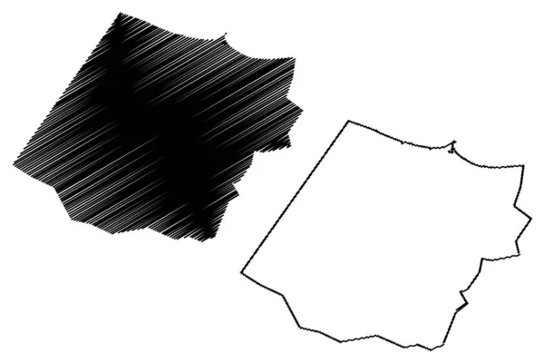 Al Batinah South Governorate (Sultanato de Omã, Governorates de Omã) mapa ilustração vetorial, rabiscar esboço Al Batinah South ma —  Vetores de Stock