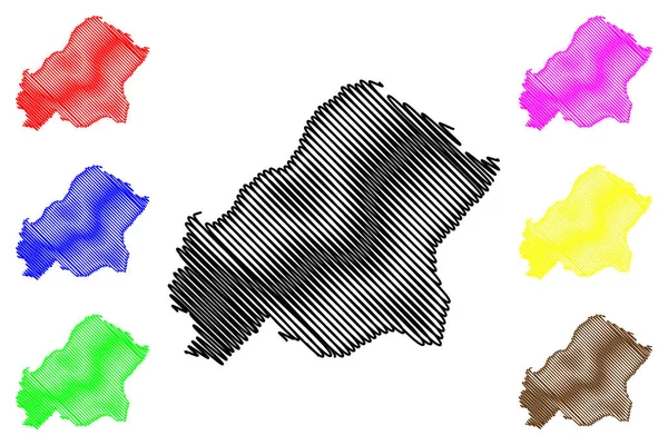 Departamento de Plateaux (Departamentos de la República del Congo, Congo-Brazzaville, República del Congo, RotC) mapa vector ilustración, garabato mapa Plateaux — Archivo Imágenes Vectoriales