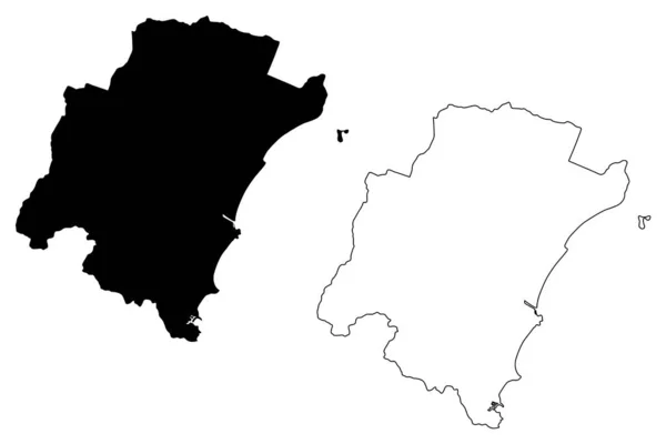 Humacao município (Comunidade de Porto Rico, Porto Rico, PR, Territórios não incorporados dos Estados Unidos) mapa ilustração vetorial, esboço de rabiscos Mapa de Humacao — Vetor de Stock