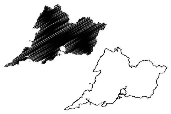 Clare County Council (Republiek Ierland, graafschappen van Ierland) kaart vector illustratie, krabbel schets Clare kaart — Stockvector