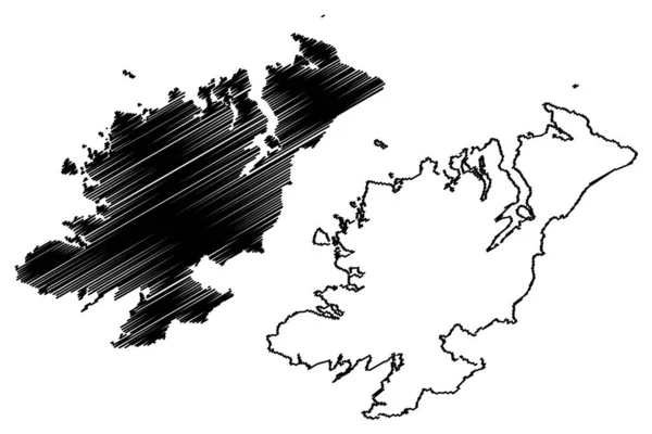 Donegal County Council (Republic of Ireland, Counties of Ireland) map vector illustration, scribble sketch Donegal ma — Wektor stockowy
