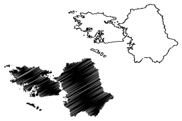 Galway County Council (República da Irlanda, Condados da Irlanda) mapa ilustração vetorial, rabisco esboço Galway mapa — Vetor de Stock