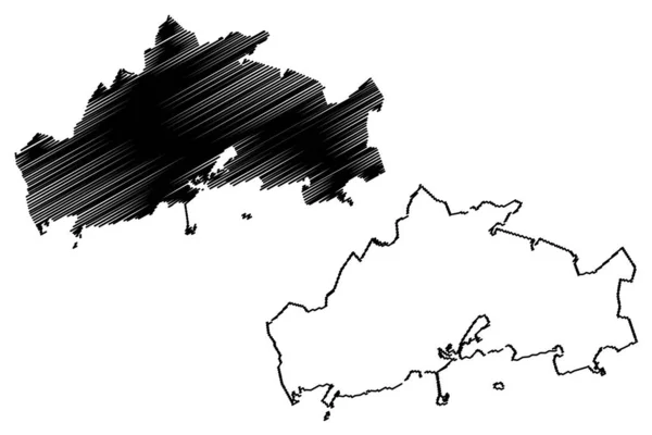 Ayuntamiento de Galway (República de Irlanda, Condados de Irlanda) mapa vector ilustración, boceto garabato mapa de Galway — Archivo Imágenes Vectoriales