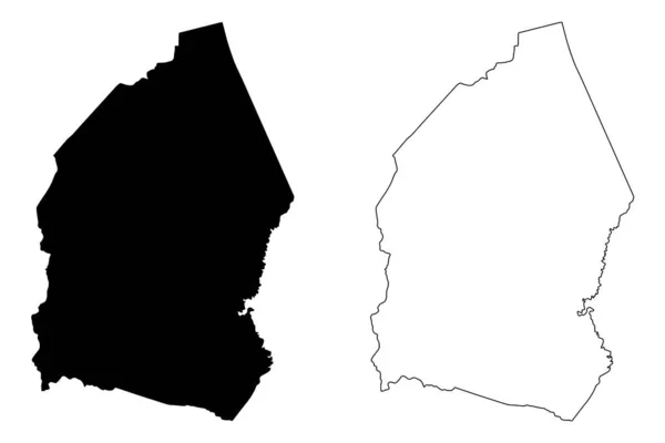 Moca municipality (communiwealth of puerto rico, porto rico, pr, uncorporated territories of the United States) kartenvektorillustration, kritzelskizze moca map — Stockvektor