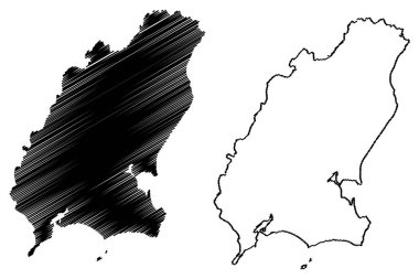 Wexford İlçe Konseyi (İrlanda Cumhuriyeti, İrlanda Bölgeleri) harita vektör illüstrasyonu, çizim Wexford ma