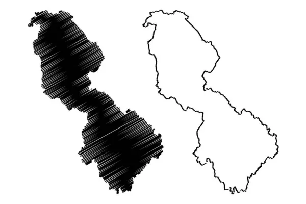 Leitrim County Council (República da Irlanda, Condados da Irlanda) mapa ilustração vetorial, rabisco esboço Leitrim ma — Vetor de Stock