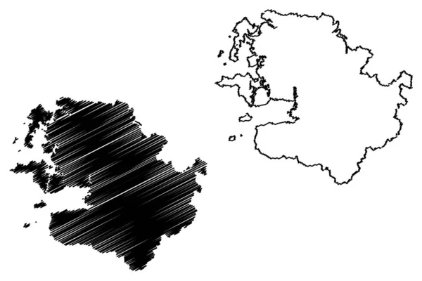 Mayo County Council (Republic of Ireland, Counties of Ireland) map vector illustration, scribble sketch Mayo ma — Stock vektor