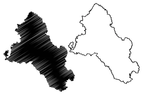 Monaghan County Council (República da Irlanda, Condados da Irlanda) mapa ilustração vetorial, rabisco esboço Monaghan ma — Vetor de Stock