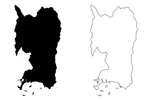 Penuelas муниципалитет (Содружество Пуэрто-Рико, Порто-Рико, PR, Невключенные территории США) карта векторной иллюстрации, каракули набросок Penuelas карта — стоковый вектор