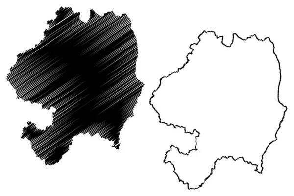 Wicklow County Council (Republiek Ierland, graafschappen van Ierland) kaart vector illustratie, krabbel schets Wicklow ma — Stockvector