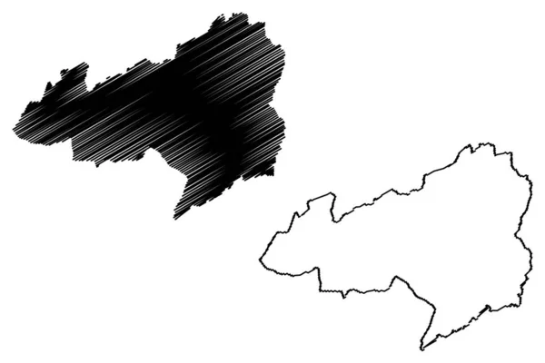 Bong County (Condados da Libéria, República da Libéria) mapa vetorial ilustração, rabiscos esboço Bong mapa —  Vetores de Stock