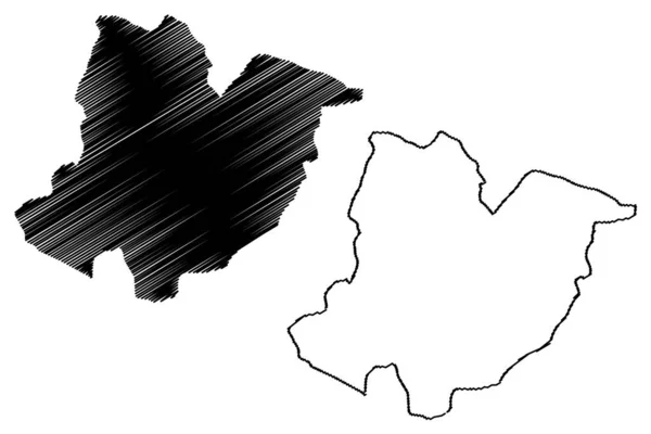 Bomi megye (Libéria, Libéria megye) térkép vektor illusztráció, firka vázlat Bomi térkép — Stock Vector