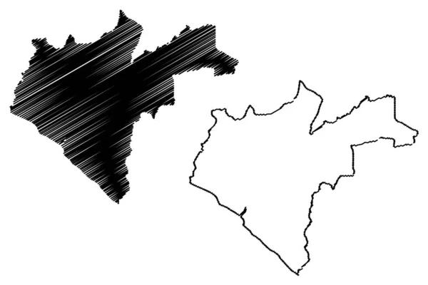 Grand Bassa County (graafschappen Liberia, Republiek Liberia) kaart vector illustratie, krabbel schets Grand Bassa kaart — Stockvector